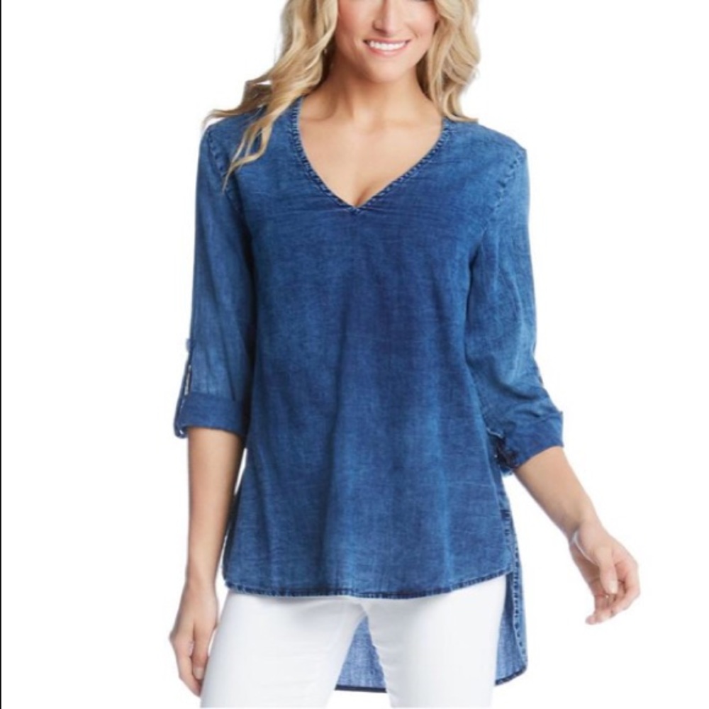 KarenKane V-Neck Shirttail Denim NWT